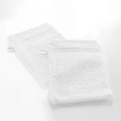 Douceur D'Intérieur 2 gants de toilette 15 x 21 cm eponge unie tendresse Blanc