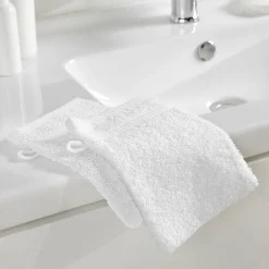 Douceur D'Intérieur 2 gants de toilette 15 x 21 cm eponge unie tendresse Blanc