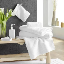 Douceur D'Intérieur 2 gants de toilette 15 x 21 cm eponge unie tendresse Blanc