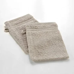 Douceur D'Intérieur 2 gants de toilette 15 x 21 cm eponge unie tendresse Taupe* Serviette De Toilette