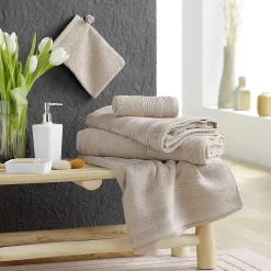Douceur D'Intérieur 2 gants de toilette 15 x 21 cm eponge unie tendresse Taupe* Serviette De Toilette
