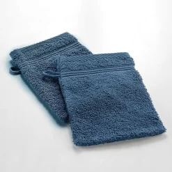 Douceur D'Intérieur 2 gants de toilette 15 x 21 cm eponge unie tendresse Saphir* Serviette De Toilette