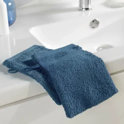 Douceur D'Intérieur 2 gants de toilette 15 x 21 cm eponge unie tendresse Saphir* Serviette De Toilette