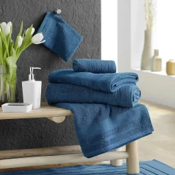 Douceur D'Intérieur 2 gants de toilette 15 x 21 cm eponge unie tendresse Saphir* Serviette De Toilette