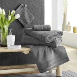 Douceur D'Intérieur 2 gants de toilette 15 x 21 cm eponge unie tendresse Anthracite* Serviette De Toilette