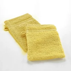 Douceur D'Intérieur 2 gants de toilette 15 x 21 cm eponge unie tendresse Mimosa* Serviette De Toilette