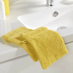 Douceur D'Intérieur 2 gants de toilette 15 x 21 cm eponge unie tendresse Mimosa* Serviette De Toilette