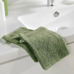 Douceur D'Intérieur 2 gants de toilette 15 x 21 cm eponge unie tendresse Fougere