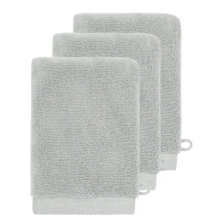 Sensei Maison 3 gants de toilette Zéro Twist 560 g/m² Gris Perle 16x22 cm SENSOFT* Gant De Toilette