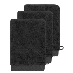 Sensei Maison 3 gants de toilette Zéro Twist 560 g/m² Noir 16x22 cm SENSOFT* Gant De Toilette