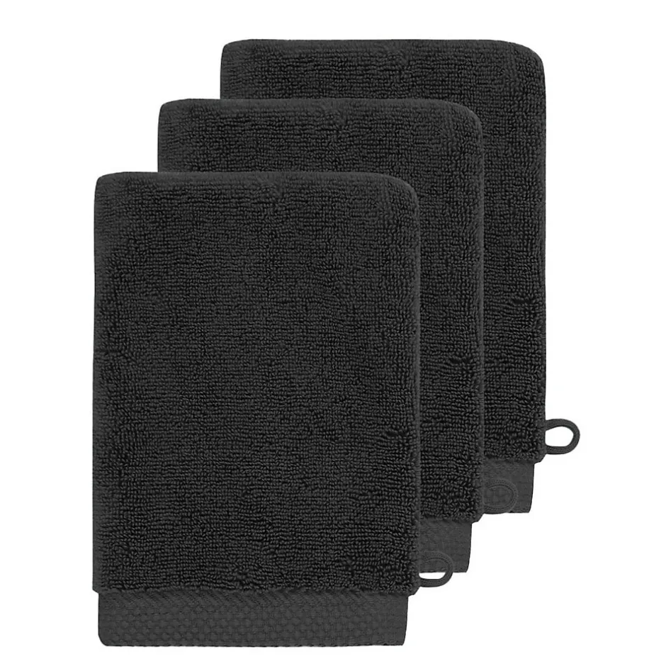 Sensei Maison 3 gants de toilette Zéro Twist 560 g/m² Noir 16x22 cm SENSOFT* Gant De Toilette