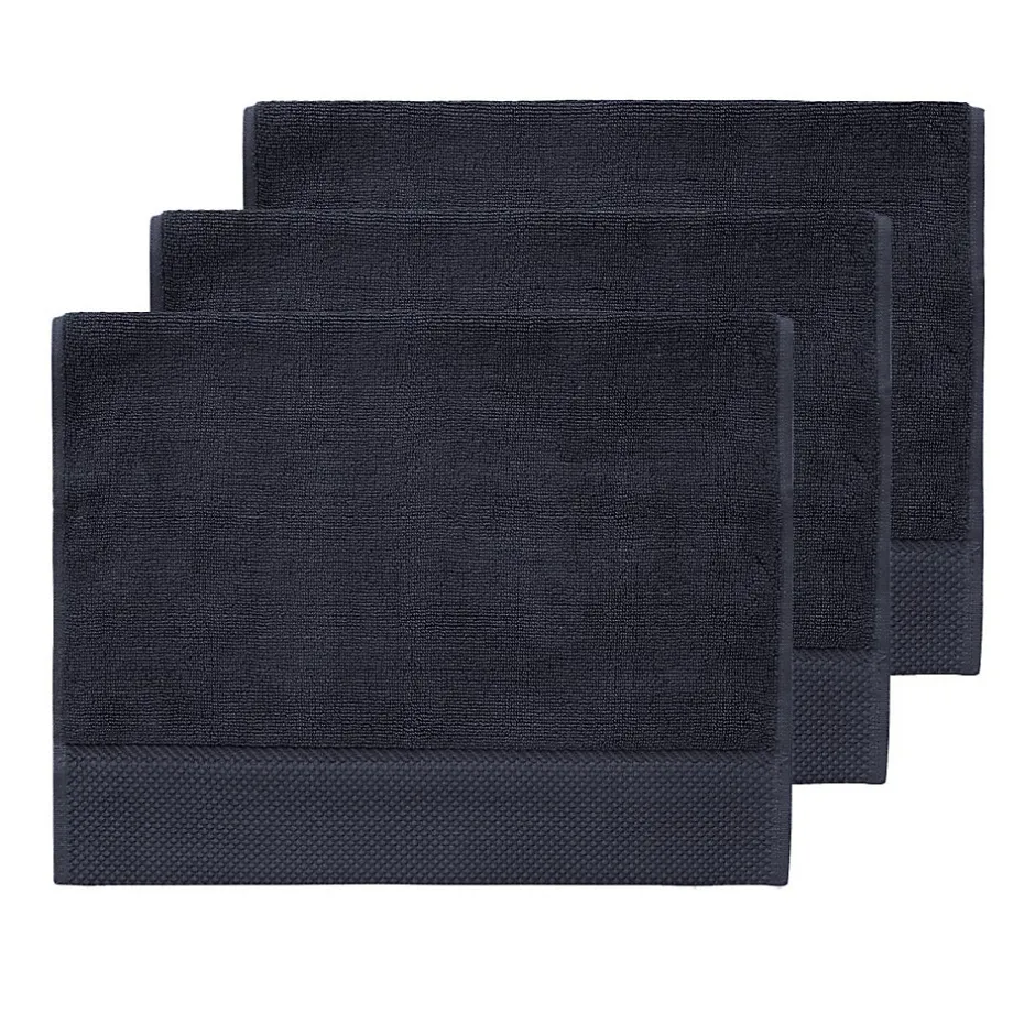 Sensei Maison 3 grandes serviettes invité Zéro Twist 560 g/m² Bleu Nuit 40x60 cm SENSOFT* Serviette De Toilette
