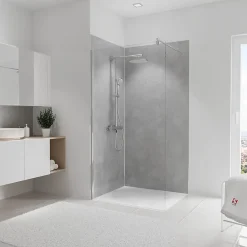 Schulte 2 panneaux muraux de salle de bains l.100+100 x H.210 cm, effet béton ciré, DécoDesign* Pare-Baignoire