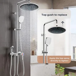 Deko 1 pièce 24.5cm en plastique rond précipitation alimentée salle de douche haut douche toit buse cabine accessoires* Pommeau De Douche, Flexible Et Barre De Douche