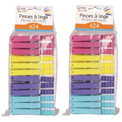 48 Pinces à linge - Plastique - Multicolore