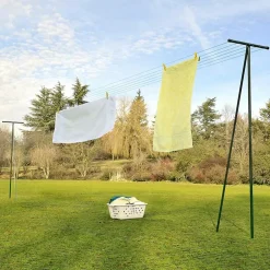 Facility'S 2 poteaux étendage extérieur vert 210 x 58 cm acier laqué anticorrosion, jusqu'à 7 fils* Etendoir À Linge