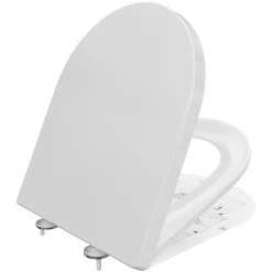 Anycée Max Abattant de WC avec Système d'abaissement Automatique et Bouton-poussoir Mono-touche, en Forme de D, ANYCEE MAX Abattant WC* Abattant Wc