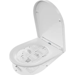 Anycée Max Abattant de WC avec Système d'abaissement Automatique et Bouton-poussoir Mono-touche, en Forme de D, ANYCEE MAX Abattant WC* Abattant Wc