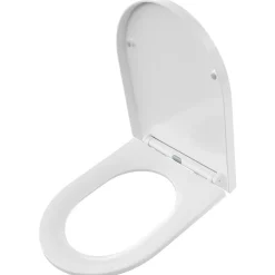 Anycée Max Abattant de WC avec Système d'abaissement Automatique et Bouton-poussoir Mono-touche, en Forme de D, ANYCEE MAX Abattant WC* Abattant Wc