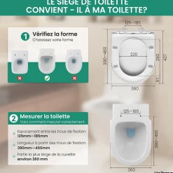 Anycée Max Abattant de WC avec Système d'abaissement Automatique et Bouton-poussoir Mono-touche, en Forme de D, ANYCEE MAX Abattant WC* Abattant Wc