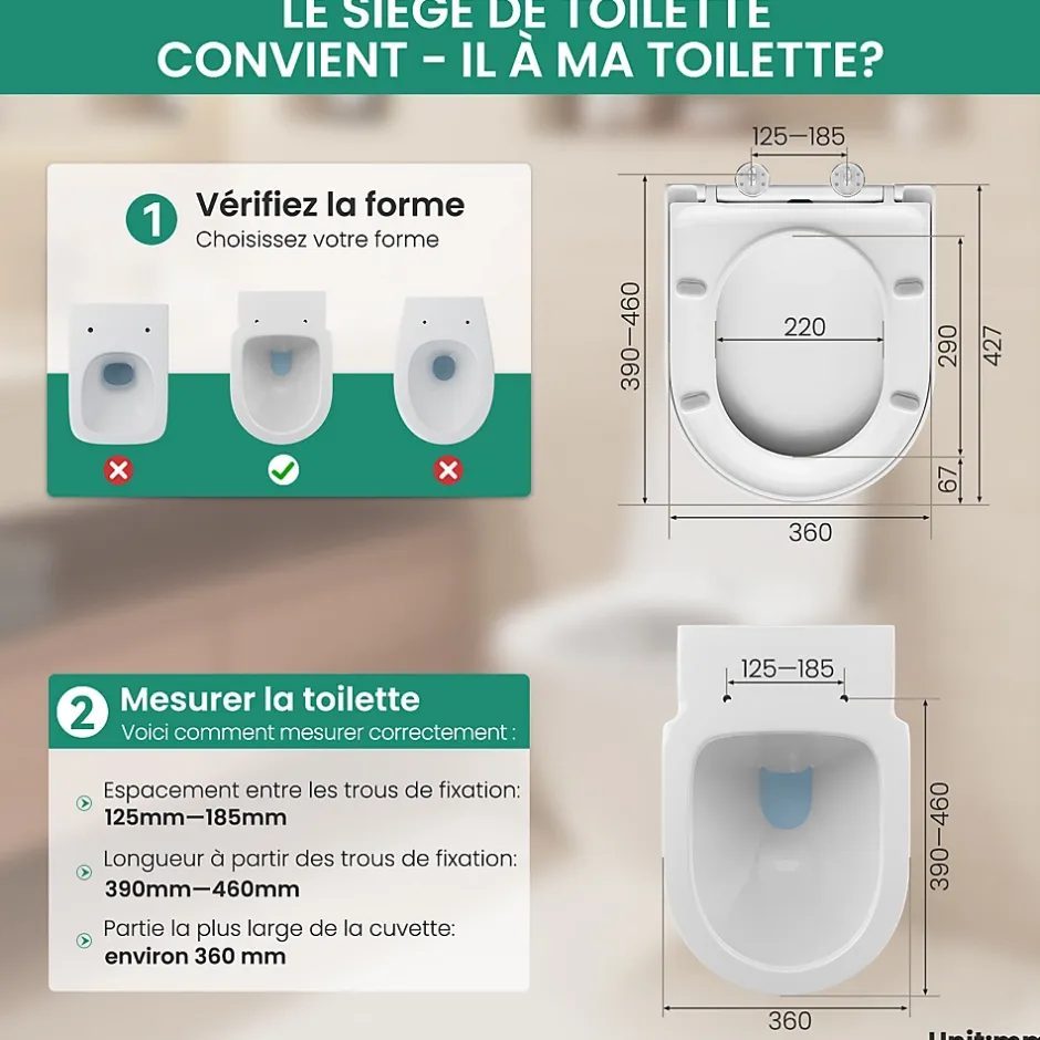 Anycée Max Abattant de WC avec Système d'abaissement Automatique et Bouton-poussoir Mono-touche, en Forme de D, ANYCEE MAX Abattant WC* Abattant Wc