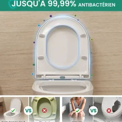 Anycée Max Abattant de WC avec Système d'abaissement Automatique et Bouton-poussoir Mono-touche, en Forme de D, ANYCEE MAX Abattant WC* Abattant Wc