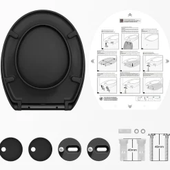 Cecipa Max Abattant de WC avec Système d'abaissement Automatique et Bouton-poussoir Mono-touche, en Forme de O, Abattant WC* Abattant Wc