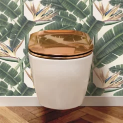 Olfa Abattant wood slim à descente assistée - Effet métal (47.5x36.5 cm - Cuivre)* Abattant Wc