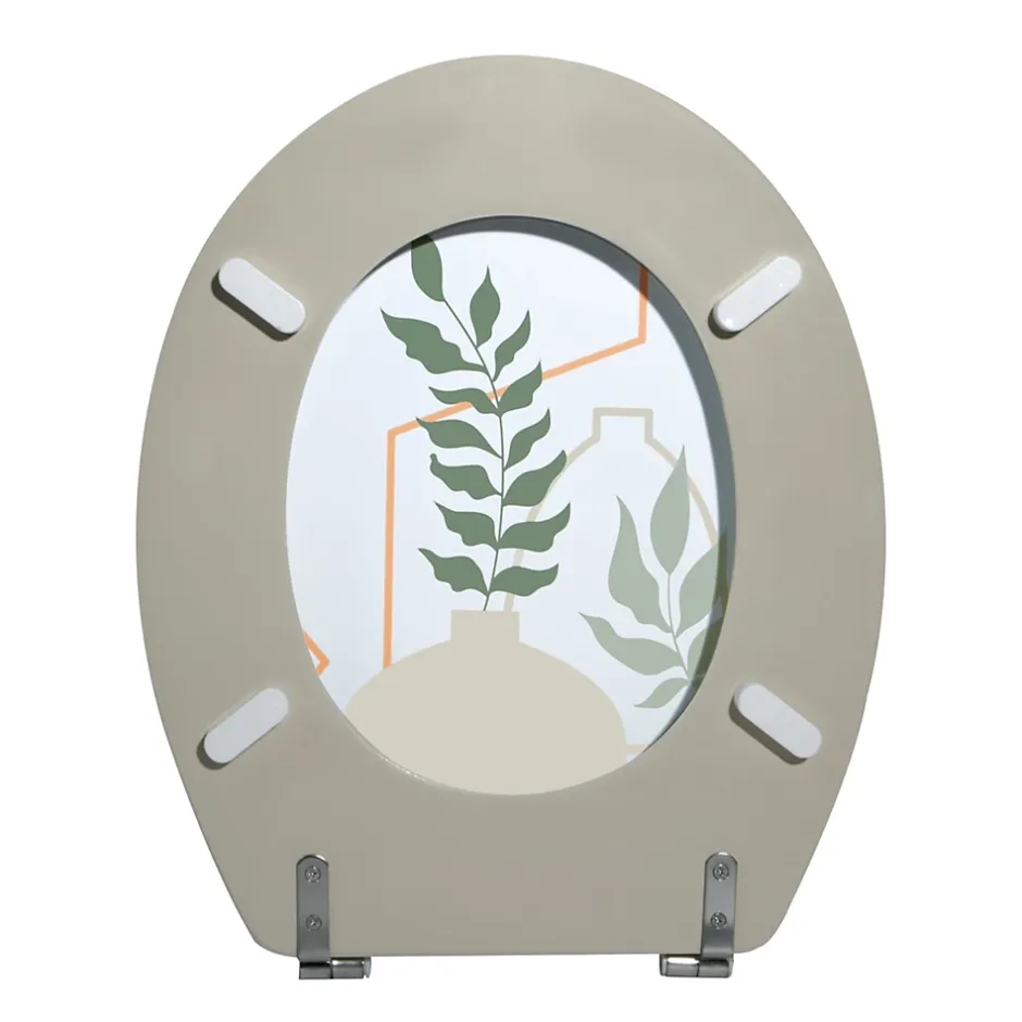 MSV Abattant WC à motif style bohème abstrait, vert et terracotta, Kenzi* Abattant Wc