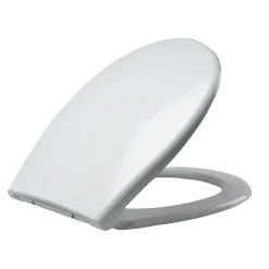 Planète Bain Abattant WC blanc de forme ovale en duroplast antibactérien avec fermeture ralentie, réglable et déclipsable - Melodi* Abattant Wc