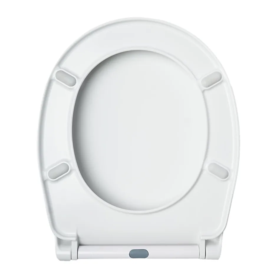 Planète Bain Abattant WC blanc de forme ovale en duroplast antibactérien avec fermeture ralentie, réglable et déclipsable - Melodi* Abattant Wc