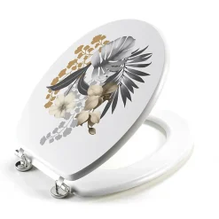 Douceur D'Intérieur Abattant wc charnieres metal 37.5 x 46 cm mdf imprime kelly Blanc* Abattant Wc