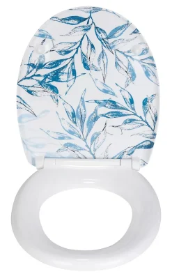Abattant WC déclipsable imprimé fleurs bleues avec frein de chute Catala