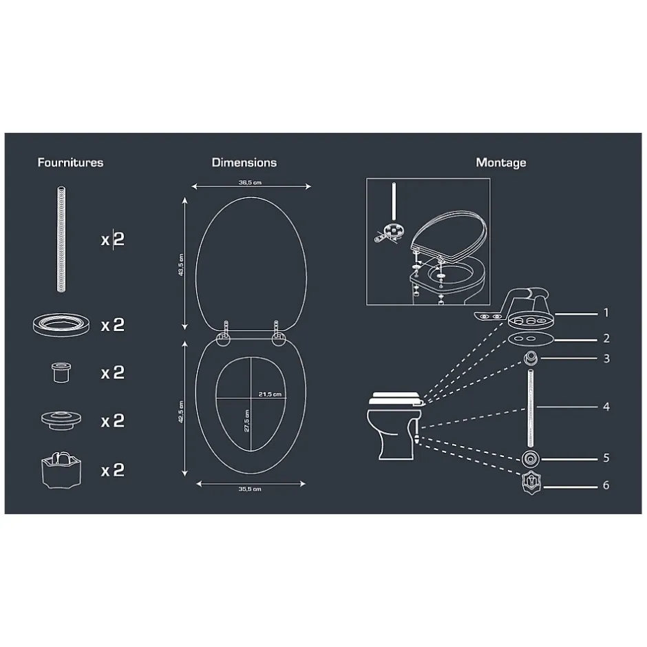 Guy Levasseur Abattant WC effet bois 45x36x4cm