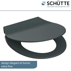 Schütte Abattant WC extra fin en duroplast SLIM avec frein de chute Anthracite