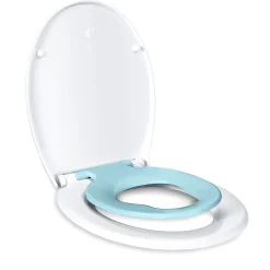 Todot Abattant WC Familial forme Ovale avec Siège Enfant Bleu Magnétique Retirable et Frein de Chute* Abattant Wc