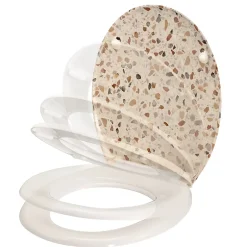 GoodHome Abattant WC Genoa coloris blanc et jaune clair en duraplast avec frein de chute* Abattant Wc