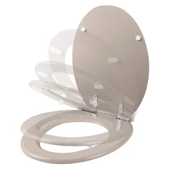 GoodHome Abattant WC Pilica coloris taupe en bois avec frein de chute