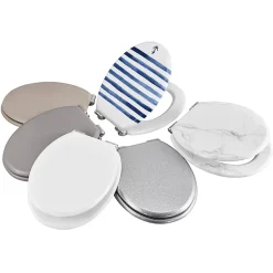 GoodHome Abattant WC Pilica coloris blanc et bleu en bois avec frein de chute