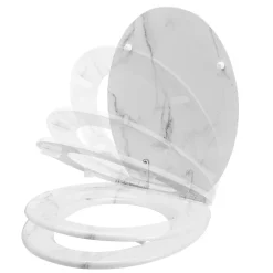 GoodHome Abattant WC Pilica coloris blanc et noir en bois avec frein de chute* Abattant Wc