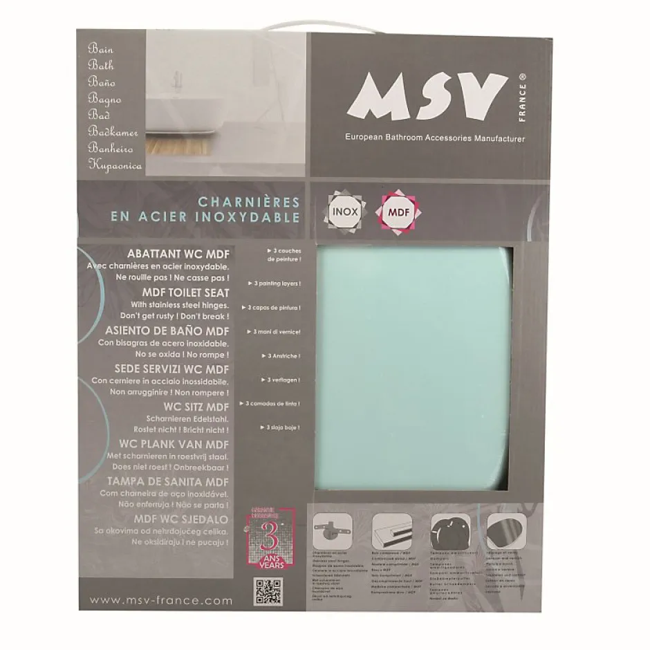 MSV Abattant wc MDF CLEO Vert Poudré Charnières en Inox