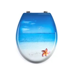 MSV Abattant wc MDF PARADISE Bleu Charnières Inox