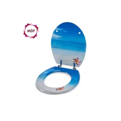 MSV Abattant wc MDF PARADISE Bleu Charnières Inox