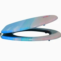 MSV Abattant wc MDF PARADISE Bleu Charnières Inox