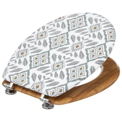 5Five Abattant WC motifs apaches et lunette effet bois à fermeture standard,