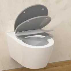 Instmaier Abattant WC ovale en duroplast gris avec frein de chute ALMA* Abattant Wc