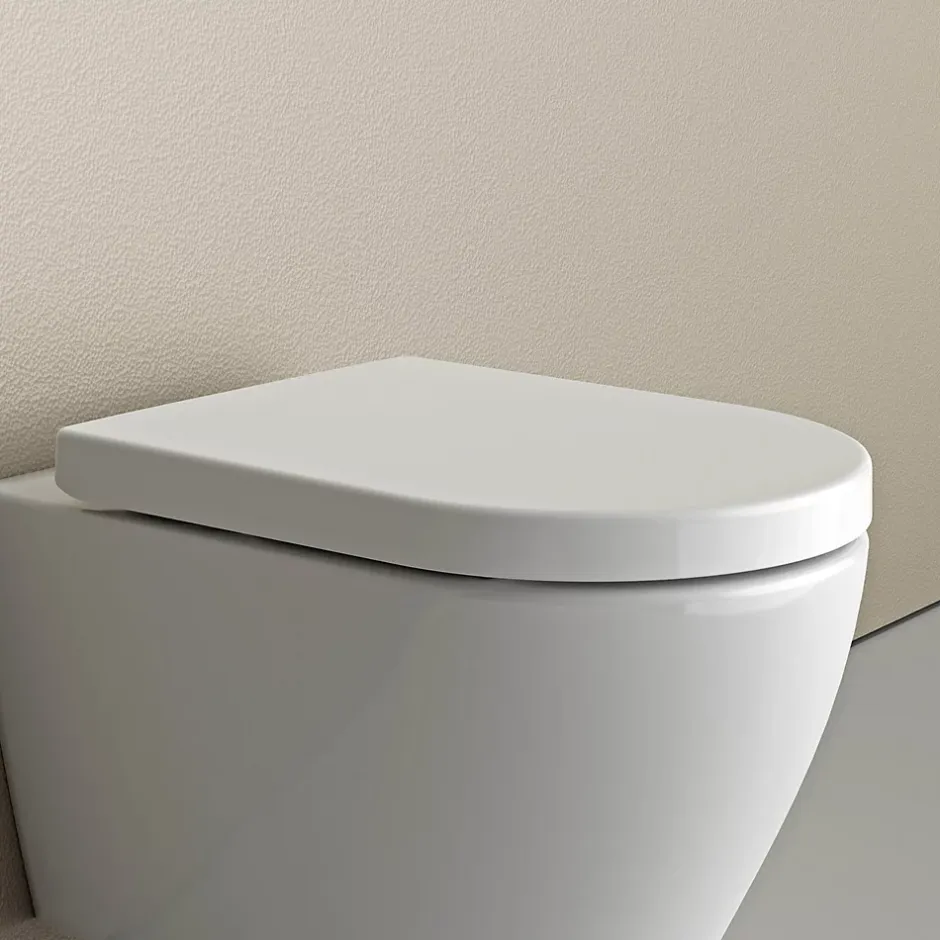Bernstein Abattant WC plastique avec double Lunette WC pour famille et enfant, charnières acier inox - Blanc - 46,4x35,9x5,1cm - U1006* Abattant Wc