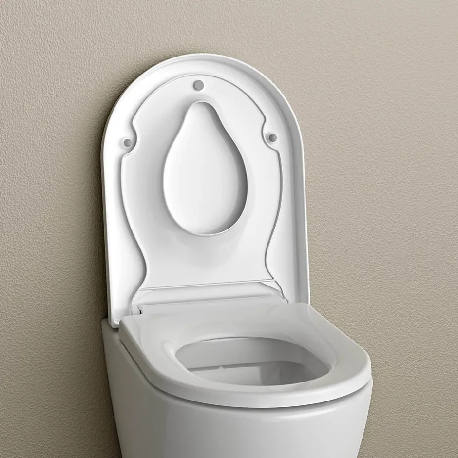 Bernstein Abattant WC plastique avec double Lunette WC pour famille et enfant, charnières acier inox - Blanc - 46,4x35,9x5,1cm - U1006* Abattant Wc