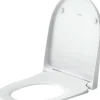 Duravit Abattant WC plastique Blanc forme D extra-plat, Lunette toilettes à frein de chute / fermeture amortie, 36x42,3x4,5cm, Univavo* Abattant Wc