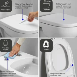Duravit Abattant WC plastique Blanc forme D extra-plat, Lunette toilettes à frein de chute / fermeture amortie, 36x42,3x4,5cm, Univavo* Abattant Wc